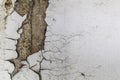 Old cracked white wall broken Royalty Free Stock Photo