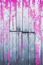 Old cracked wooden shield painted with pink paint. Abstract background Royalty Free Stock Photo