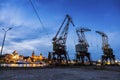 Old cranes in Szczecin Royalty Free Stock Photo