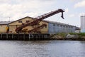 Old cranes on wharf Royalty Free Stock Photo