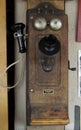 old crank telephone used long ago before cell phones Royalty Free Stock Photo