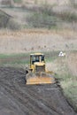 Old crawler bulldozer in career