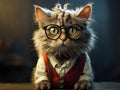 A really old crazy quirky nerdy cat creature, wearing glasses Royalty Free Stock Photo