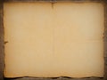 old creased paper page with worn edges and stains on rustic wood background design element with copy space