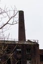 Old Crimble Mill factory chimney outside Heywood Town, Greater manchester, England Royalty Free Stock Photo