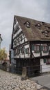 Old crooked half timber house in ulm medieval town