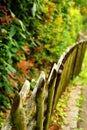 Old crooked wooden fence