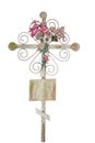 Old cross with flowers Royalty Free Stock Photo