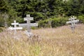 Old crosses at the historic orthodox cemetery of Fort Ross Royalty Free Stock Photo