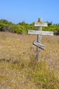 Old crosses at the historic orthodox cemetery of Fort Ross Royalty Free Stock Photo