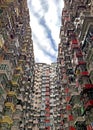 Old crowded housing apartment in Hong Kong residential estate Royalty Free Stock Photo