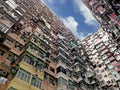 Old crowded housing apartment in Hong Kong residential estate Royalty Free Stock Photo