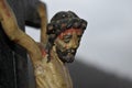 Old crucifix polychrome wood.