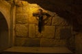 An old crucifix in the grotto of the Church of the Nativity, Bethlehem Royalty Free Stock Photo