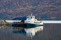 Old cruise ship, Danube river view from Orsova, Romania, 2020 Royalty Free Stock Photo