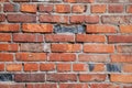 Old crumbling abandoned brick wall. close up view