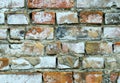 The old crumbling brick wall is weathered Royalty Free Stock Photo