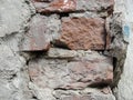 Old red brickwork walls, cement plaster. retro background for your photos and text Royalty Free Stock Photo