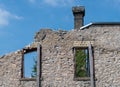 Old crumbling building in Elora Ontario, blue sky Royalty Free Stock Photo