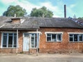 The old crumbling building in the Russian province in the Kaluga region. Royalty Free Stock Photo