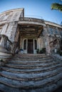 Old crumbling building stairs to the front entrance Royalty Free Stock Photo