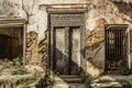 Old crumbling building with Zanzibarian wooden door