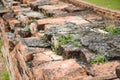 Old crumbling overgrown brick wall Royalty Free Stock Photo