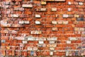 Old crumbling red brick wall as background Royalty Free Stock Photo