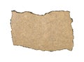 Old crushed paper with the burned edges, white background Royalty Free Stock Photo