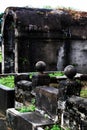 An old crypt, spheres, and steps Royalty Free Stock Photo