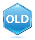 Old crystal blue hexagon button Royalty Free Stock Photo