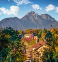 Old cstle in Salzburg. Beautiful autumn view of Eastern Alps