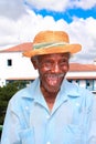 Old cuban man with straw hat make a funny face Royalty Free Stock Photo