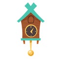 Vintage wooden cuckoo clock with pendulum Royalty Free Stock Photo