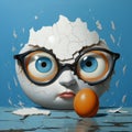 Egg With Big Eyes And Glasses In A Cracked Shell Royalty Free Stock Photo