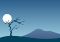 Old curved tree and Moon Royalty Free Stock Photo