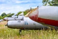 Old czechoslovakian Aero L-29 Delfin Maya military jet trainer aircrafts Royalty Free Stock Photo