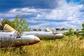 Old czechoslovakian Aero L-29 Delfin Maya military jet trainer aircrafts