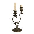 Old 3d antique bronze double candelstick with candels