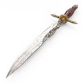 Old dagger vintage carved rare and collectible isolated on white. 3d illustration Royalty Free Stock Photo
