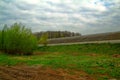 Old dairy farm on a cloudy day Royalty Free Stock Photo