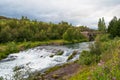 An old dam in Glera river in North Iceland Royalty Free Stock Photo