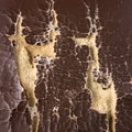 Old damaged artificial leather background, closeup texture