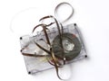 Old damaged cassette tape