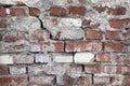 An old, damaged, ceramic, red, brick wall with a crack. Background for your design.