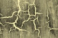 Old Damaged Cracked Paint Wall, Grunge Background, grey and yellow color Royalty Free Stock Photo