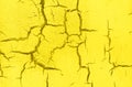 Old Damaged Cracked Paint Wall, Grunge Background, yellow color Royalty Free Stock Photo