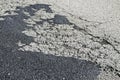 Old damaged, dangerous and broken asphalt road background Royalty Free Stock Photo
