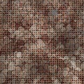 Old damaged overlapping grey hearts with red square pattern