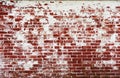 Old damaged peeled brick wall